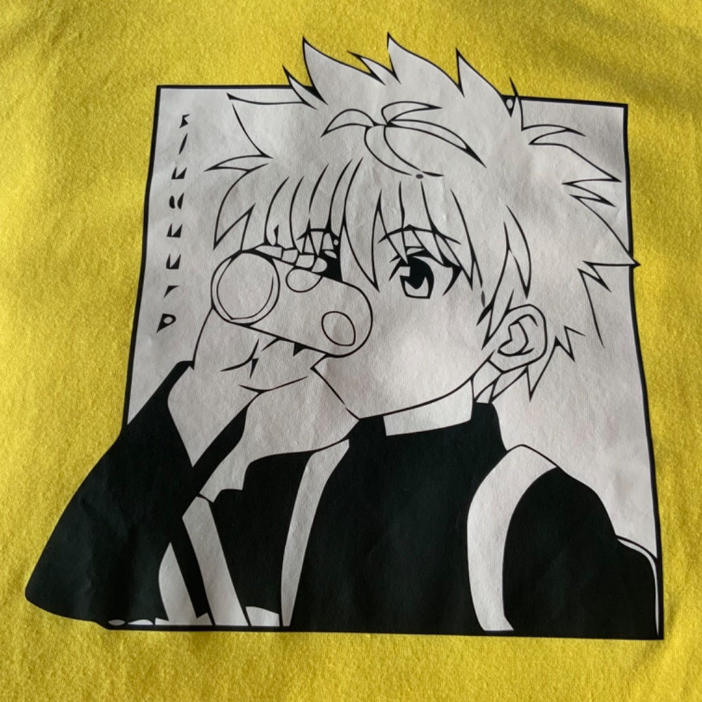 Japanese Anime Yellow T-shirt size 3XL (fits XL) & Handmade Duck Earrings - Picture 6 of 16